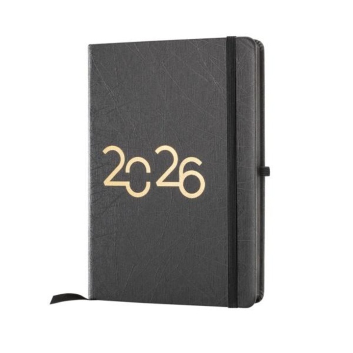 Agenda ANTRA A5 fekete, 352 oldal, kemény borító, gumis, 2026