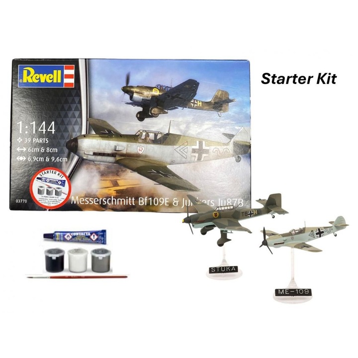 Комплект аеромодели Revell Messerschmitt Bf 109E и Junkers Ju 87B Stuka, 1:144