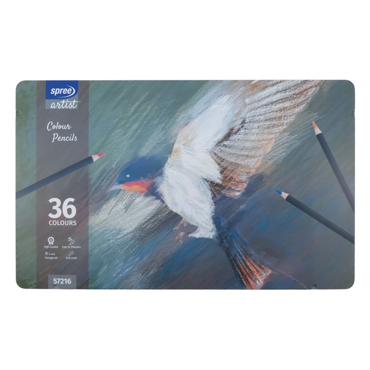 Моливи, Spree, Шестоъгълни, Метална кутия, 36 цв