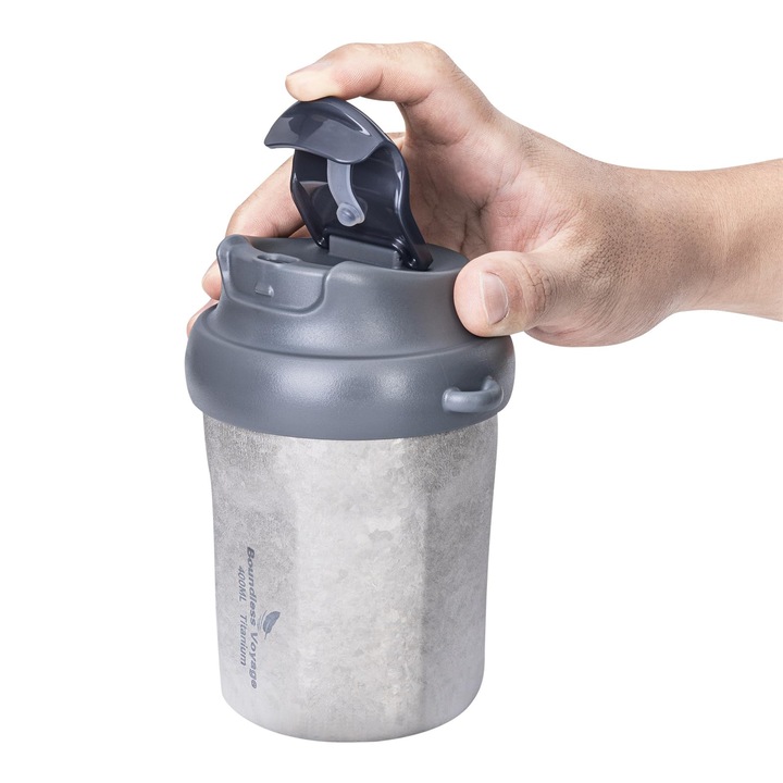 Cana Termos Izolata Din Titan 400Ml, Capac Glisant, Perete Dublu, Ibasingo