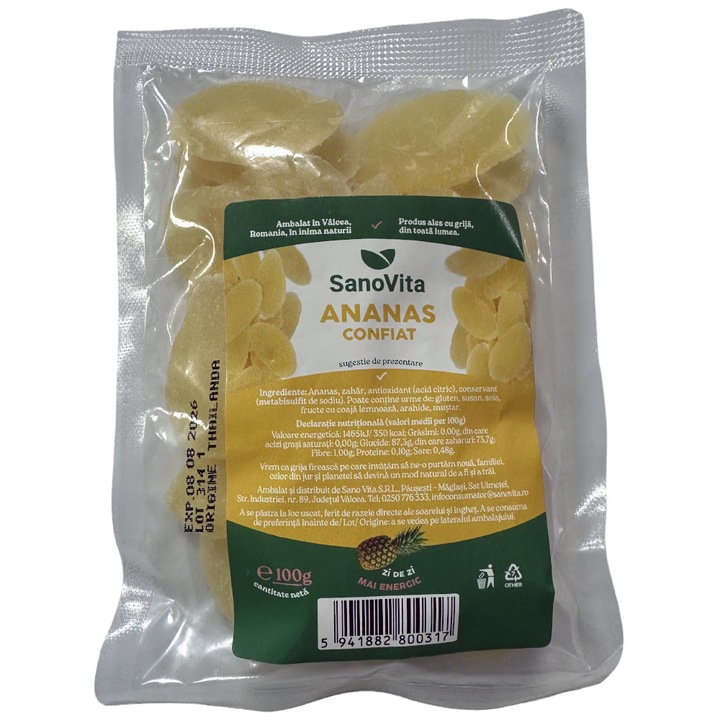 Set 2 x Ananas Confiat 100 g, Sanovita