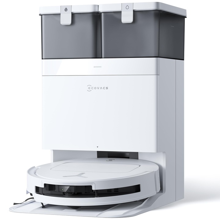 Ecovacs Deebot T50 Omni robotporszívó, 15.000 Pa, Kihúzható oldalkefe, Többfunkciós állomás, Fehér