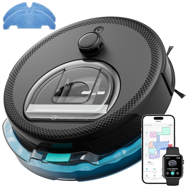 Robot aspirator iRobot Roomba i5 i5156, Li-ion, 26Wh, control prin aplicatie cu harta permanenta, curatare pe camere, WiFi, Alexa&Google, 3-Stage Cleaning System, senzori scari , sistem aspirare mecanic+vacuum cu 2 perii rotative, gri deschis