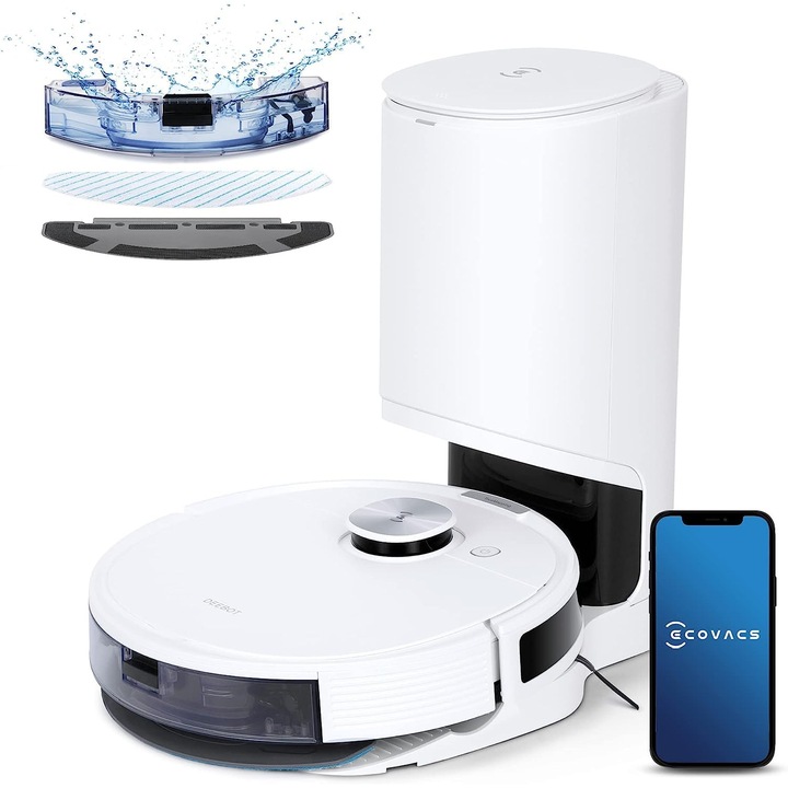 Ecovacs Deebot N10 Plus robotporszívó, felmosó, 4300Pa, lézeres navigáció, automata tisztítóállomás