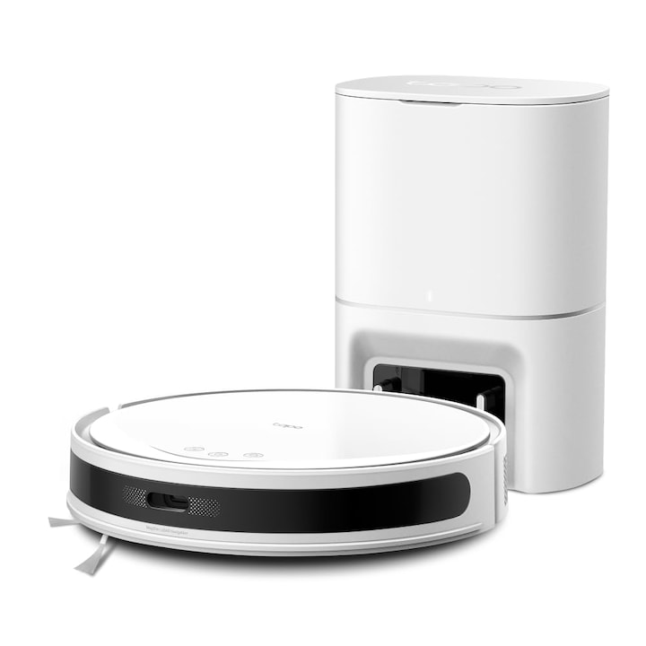 Aspirator Robot Tapo Rv20 Max Plus, cu Mop și Statie Automată, Putere de Aspirare 5300Pa, Alb, Ultra-Subțire 83mm