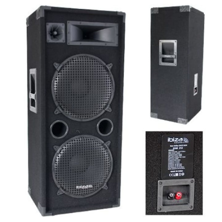 IBIZA Sound Professzionális hangszóró, 3CAI 2 x 12 hüvelykes / 38 cm, 400 W RMS, impedancia 8 ohm, érzékenység 89 dB (+/- 3 dB), 20 Hz - 20 kHz, fekete