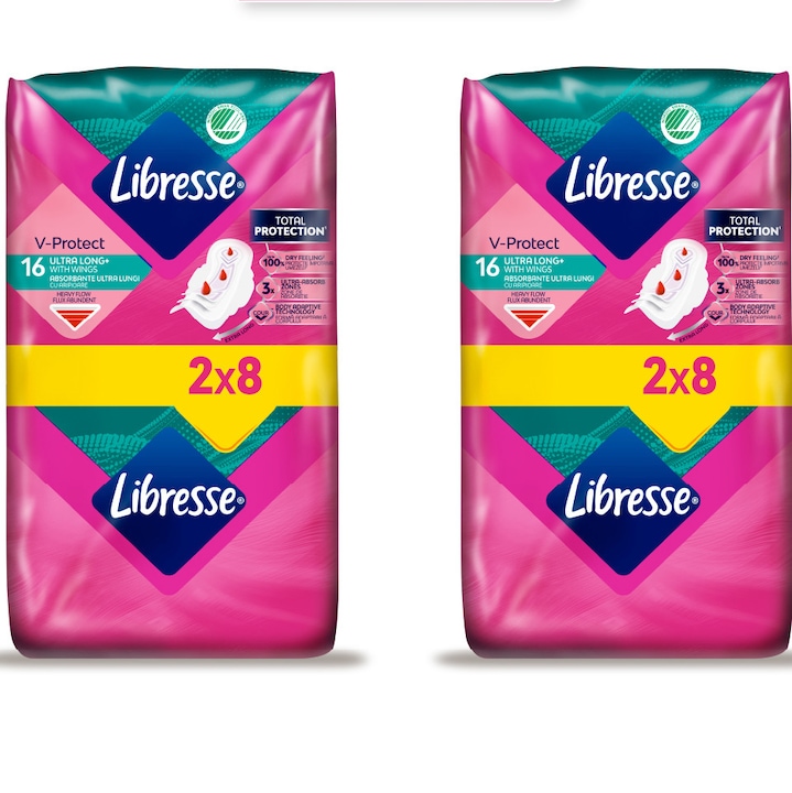 Дамски превръзки Libresse Ultra Long Duo, 2 опаковки по 16 броя