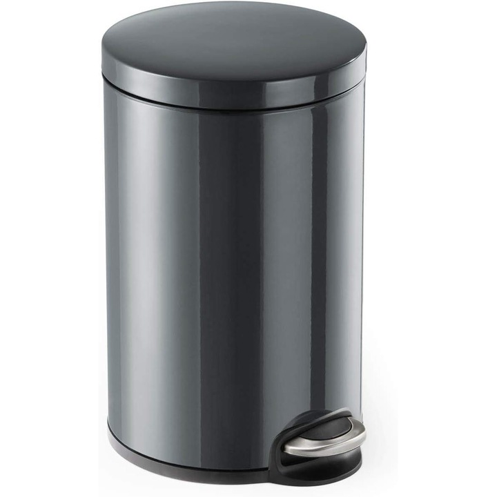 Kerek Pedálos Szemetes, Fém, Tartós, 12 L, Csendes Záródású Mechanizmussal És Kivehető Belső Vödörrel, 1 Darab, 341158
