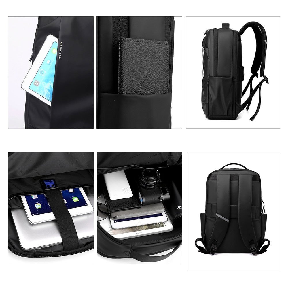Rucsac pentru laptop – Geanta zilnica eleganta cu compartiment pentru laptop, buzunare pentru sticla de apa si curele de compresie, negru