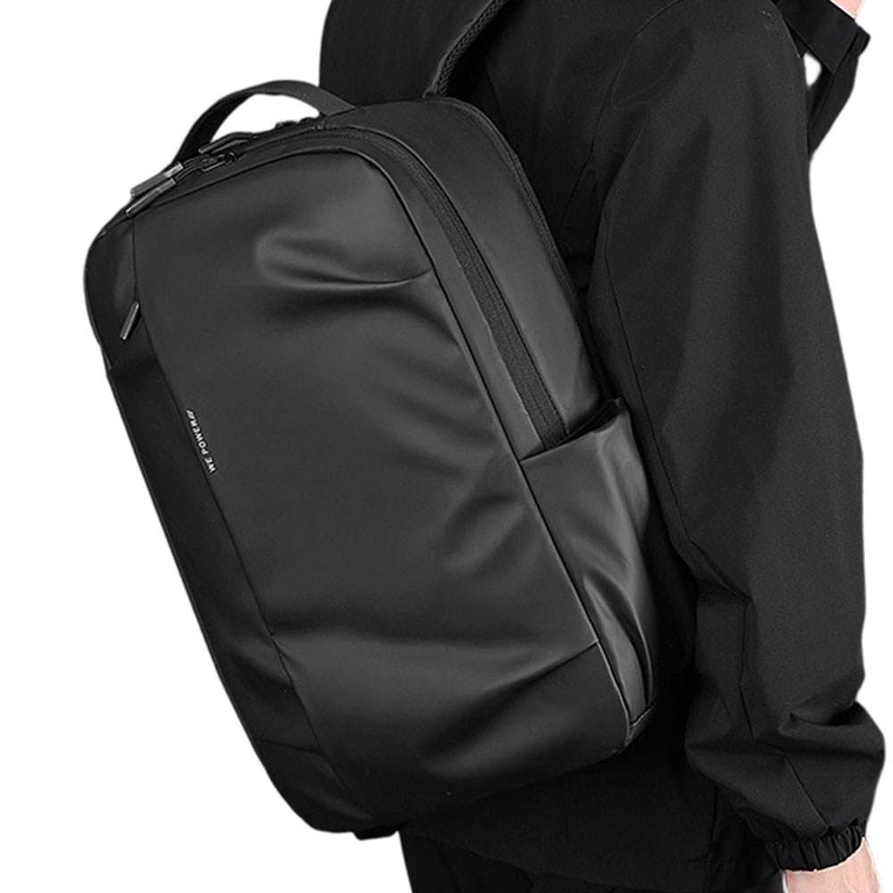 Rucsac pentru laptop – Geanta zilnica eleganta cu compartiment pentru laptop, buzunare pentru sticla de apa si curele de compresie, negru