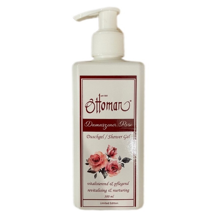 Gel de dus, Otoman, Trandafir de Damasc, 300 ml, Hidratant, Curatare delicata, Spuma senzuala, Extract de trandafir de Damasc, Hidratare, Curata cu delicate, Normal, 300 ml, Multicolor, Fara ingrediente suplimentare