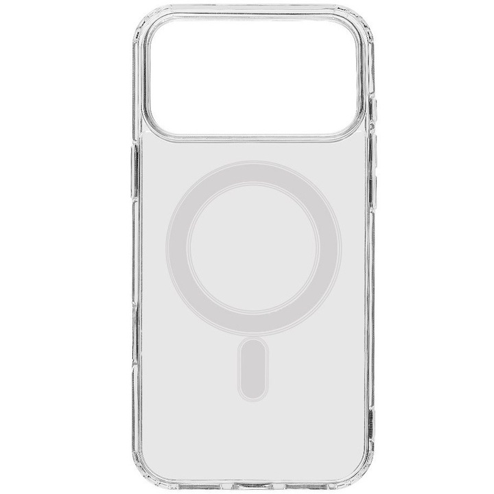 Apple iPhone 17 Pro Max, пластмасов заден защитен калъф + силиконова рамка, средно удароустойчив, съвместим със зарядно устройство Magsafe, Tactical MagForce, прозрачен