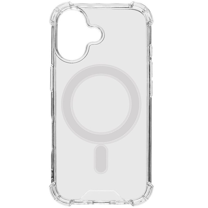 Apple iPhone 17, Защитен калъф от пластмасов гръб + силиконова рамка, средно удароустойчив, съвместим със зарядно устройство Magsafe, Tactical MagForce Plyo, прозрачен