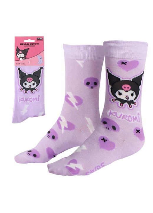 Hello Kitty Kuromi Purple felnőtt hosszú szárú zokni 36/43