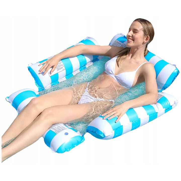 Felfújható matrac, Besthurt, 123x120cm, úszáshoz, vízi függőágy, könnyű, praktikus, kék, 1 db-os szett, PVC anyag, új, eredeti, felnőtteknek és