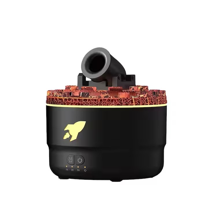 Párásító és Aromaterápiás Diffúzor, „Vulkáni Láng”, RGB LED Világítással, 360°-os Gőzsugárral, Csendes és Hordozható