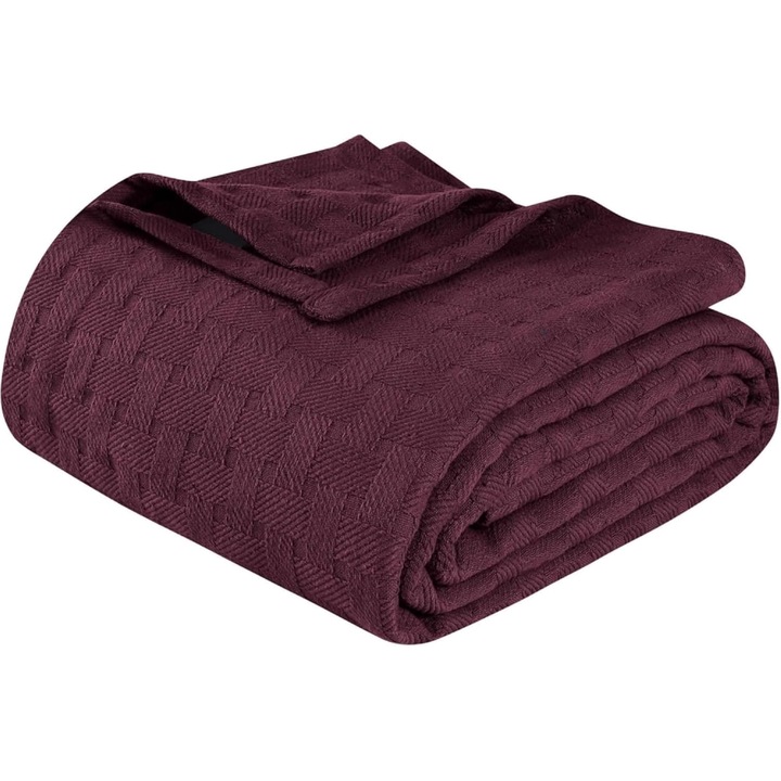 Felső takaró 100% pamut, minden évszakra, kosárfonású design, puha és kényelmes ágytakaró, ágynemű, hálószoba, kanapétakaró, pihenés, modern boho stílusú súlyozott takarók, takaró, szilva színű