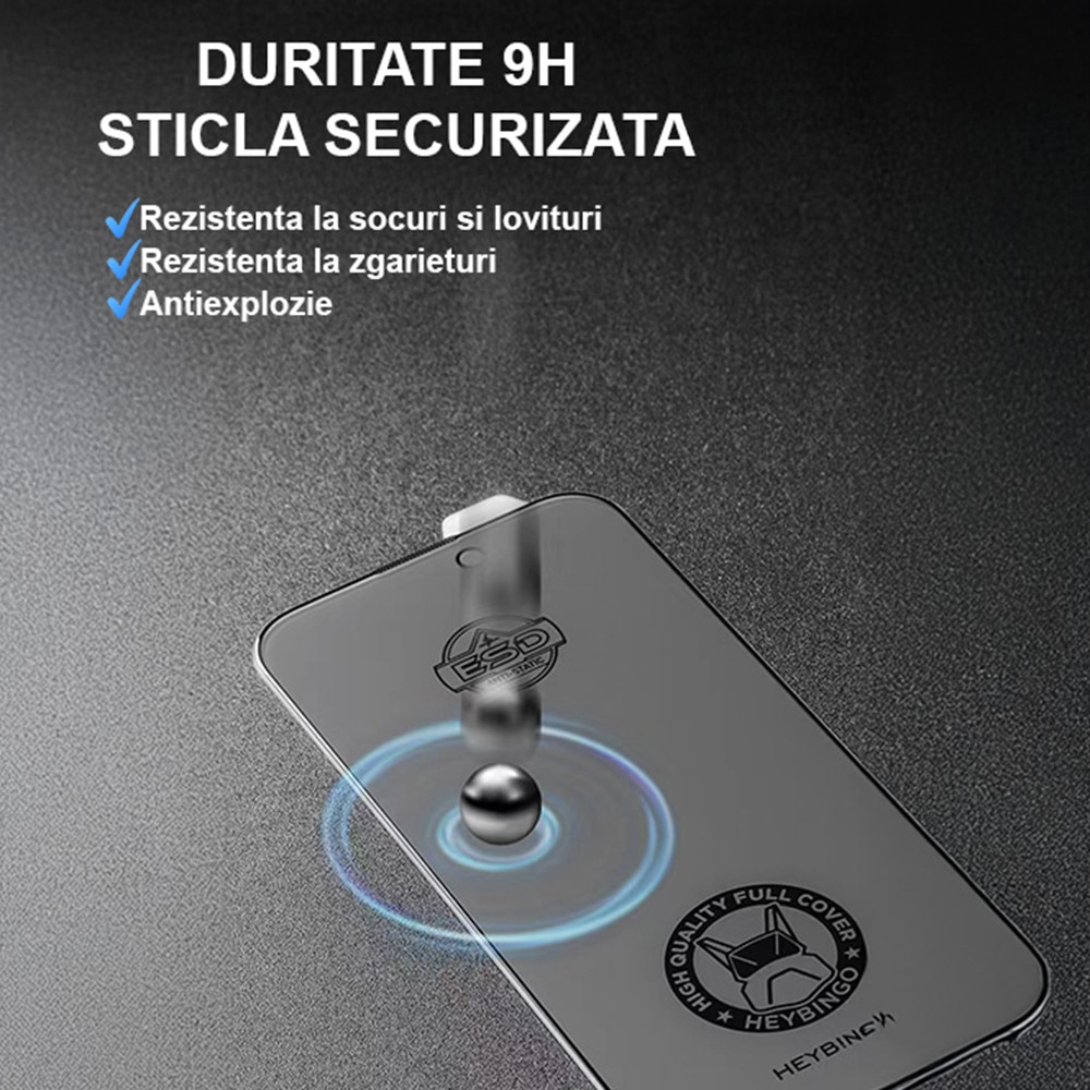 Folie Telefon Mata Pentru Apple iPhone 14 PRO HEYBINGO, din Sticla Securizata Anti-Reflexie, Rezistenta la Zgarieturi