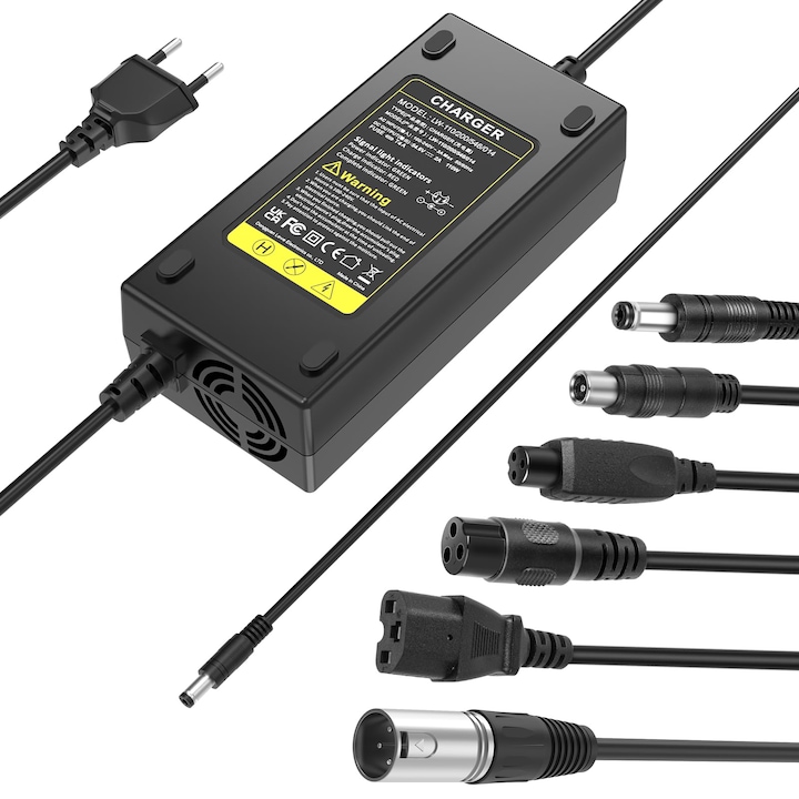 Încărcător Universal Labtec 54.6V 48V 2A pentru Bicicleta Electrică și Trotineta Electrică, Cablu de Încărcare Li-On 13S