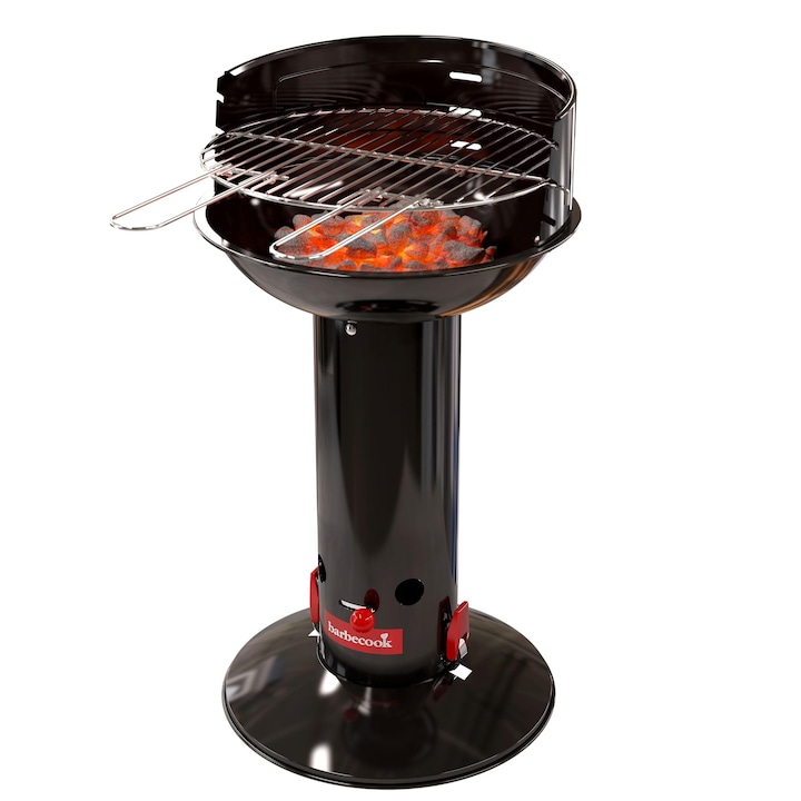 Barbecook Loewy 40 Mini faszenes grill, szélfogóval, 4 személyes, fekete, 40x40x75cm
