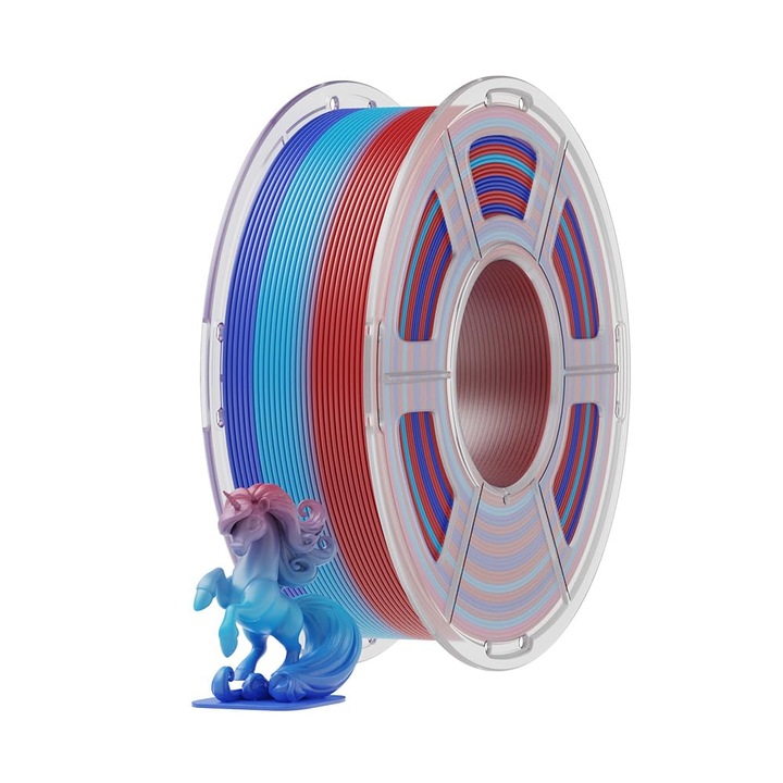 Filament PLA 3D nyomtatóhoz Mecpow 1.75mm, Szivárvány PLA Filament, 1kg tekercs, Méretpontosság ±0.02mm, Sima felület és nagy szilárdság, Ideális kreatív 3D nyomtatási projektekhez