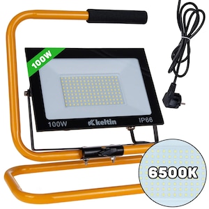 Reflector LED cu suport si cablu, 100 W, 6500 K, alb rece, Keltin K02056
