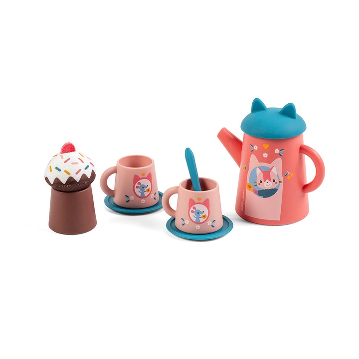 Fürdőjáték, Lilliputiens, Teáskészlet, 9 darab, Jeanne cica, 2 év