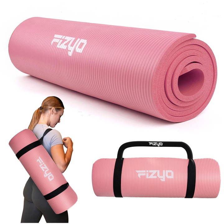 Fizjo Jóga, Gimnasztika-Pilates Szőnyeg, Csúszásgátló NBR Hab, Szintetikus Gumi, Edzés, Fitnesz, Sport, Gyakorlatok, Relaxáció, Tartós (Rózsaszín, 190X80X1.5Cm)