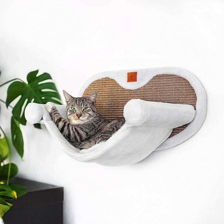 Hamac Pentru Pisici Pfotenolymp® De Pana La 10 Kg, Montare Pe Perete, Stabilitate Ridicata, Ore Intregi De Distractie Cu Zgarieturile, Igienic Si Usor De Intretinut, Ecologic, Asamblare Usoara