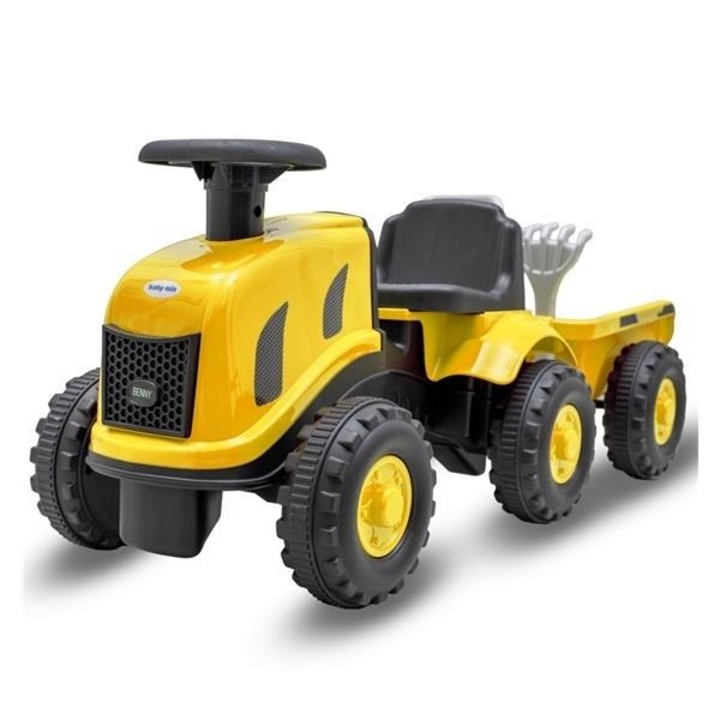 Tractor Baby Mix Benny cu remorca si unelte, galben, 89x32x35,5cm, set