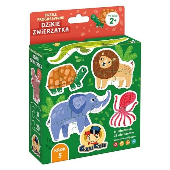 Bright Junior Media progresszív puzzle, 8 darabos készlet, 29 elem, 14,5x20x5cm, 2+ éves gyermekeknek