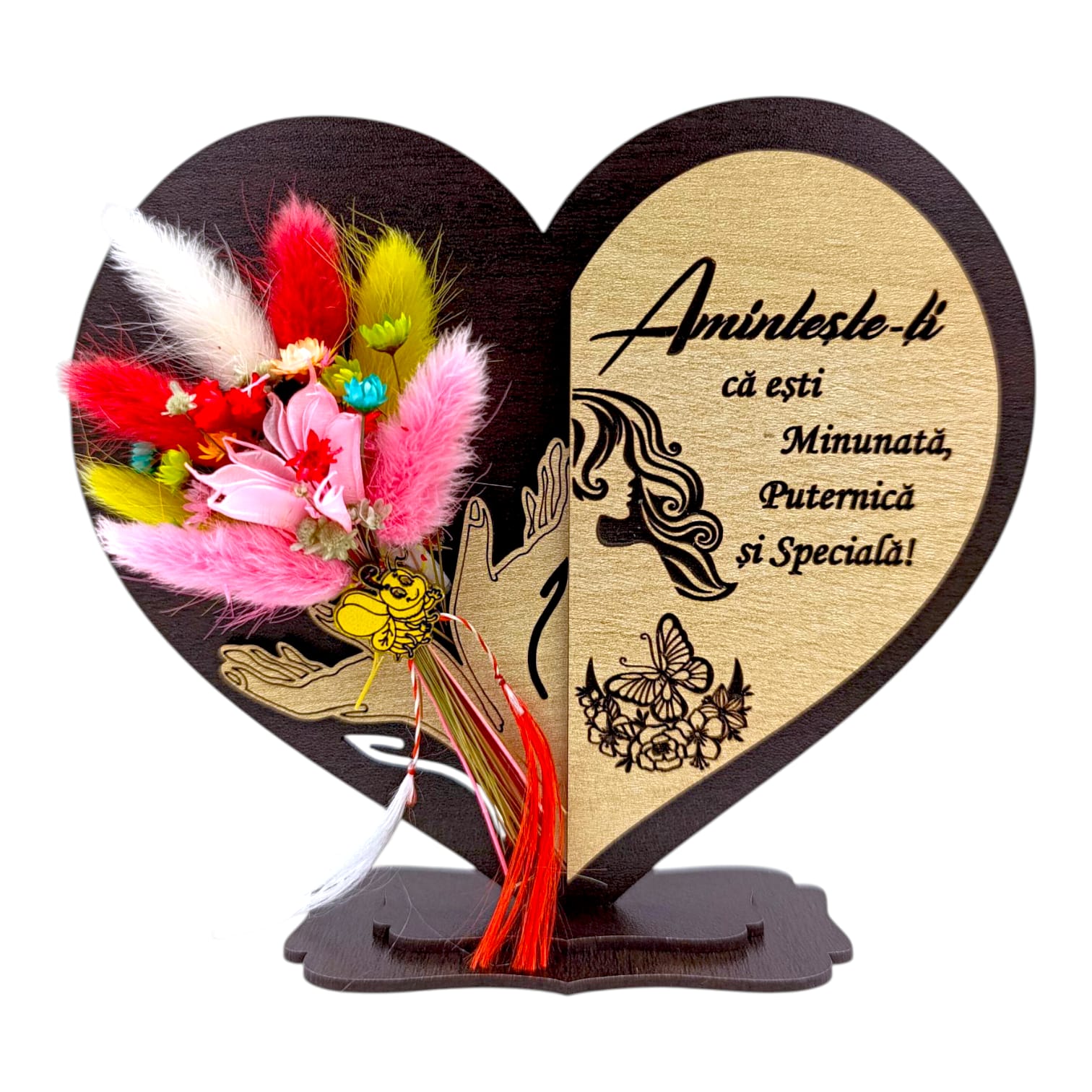 Cadou personalizat pentru 8 Martie/Ziua Femeii - inima cu paie si
