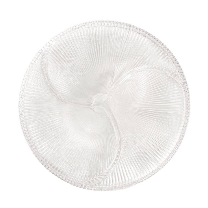 Platou de bucatarie LYNN, 24 cm, design elegant, sticla de inalta calitate, cu compartimente Homla