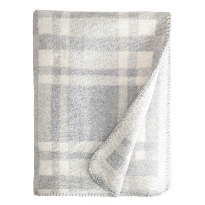 Patura GELIN, design elegant, gri si alb, 150x200 cm, groasa in carouri Homla