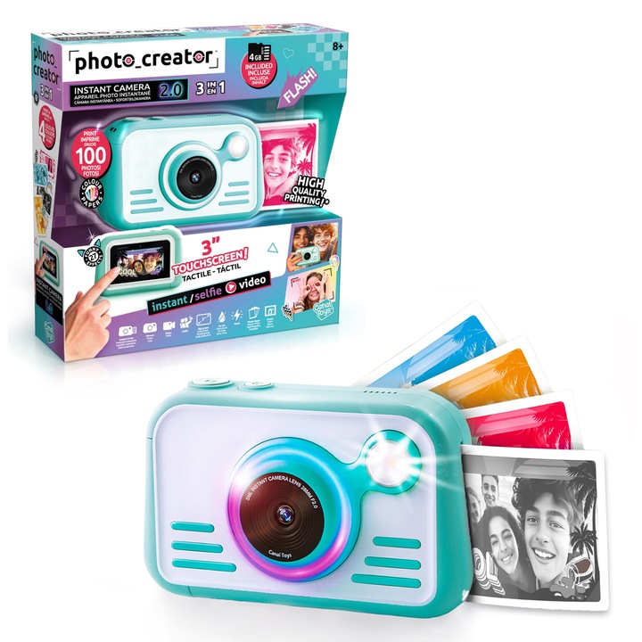 Фотоапарат за моментни снимки Canal Toys Photo Creator 2.0, тъчскрийн, светкавица, бял