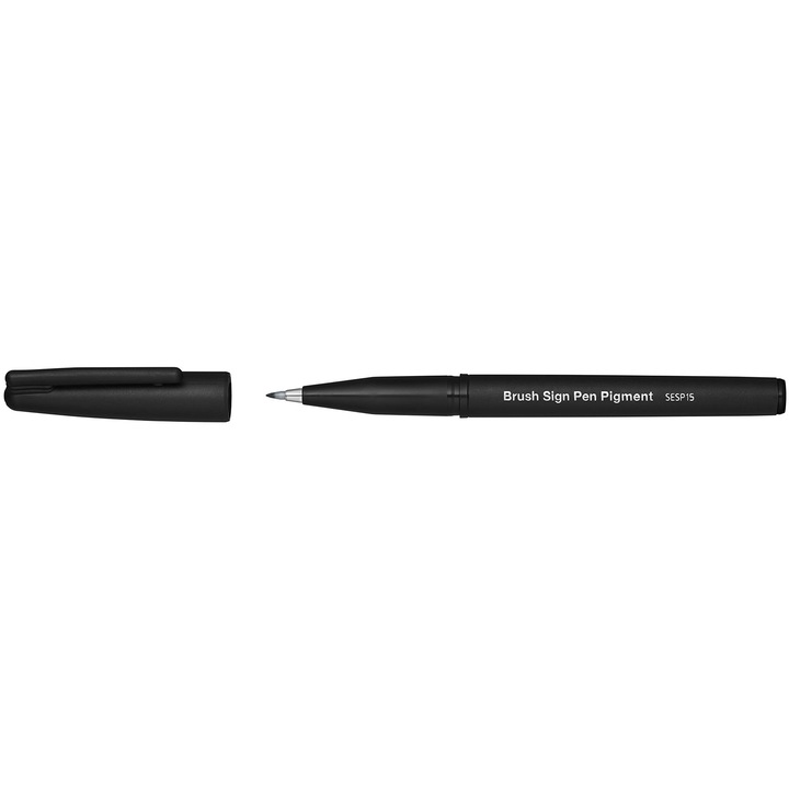 Маркери Pentel Sesp15-Ax, комплект 12 броя, връх тип четка, черен