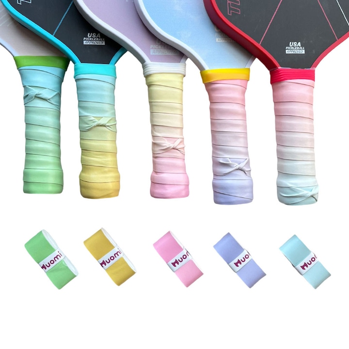 Banda aderenta pentru manerul rachetei de tenis, set de 5 benzi, absorbanta si imbunatatita, banda de suprapunere pentru racheta de tenis (degradeu in doua culori)