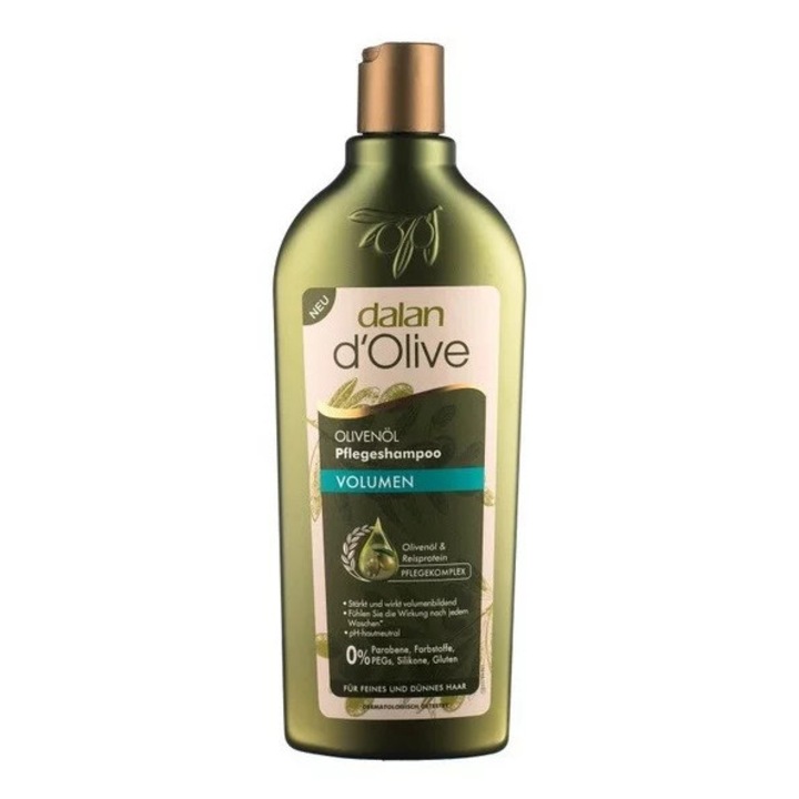 Sampon, Dalan d'Olive, pentru par fin, 400 ml, volum, hidratant, regenerant, prospetime, fara SLES, fara parabeni, fara silicon, ulei de masline, proteine din orez, par sanatos, moliciune naturala, stralucire, 400