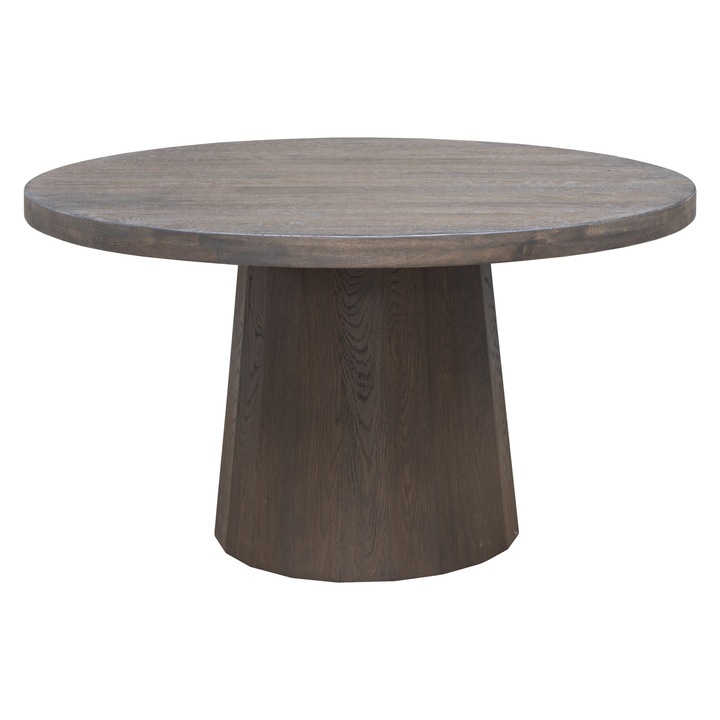 Кръгла маса Джеймс от масивен дъб с дъбов крак – Класически и издръжлив дизайн, 170x170x76 см