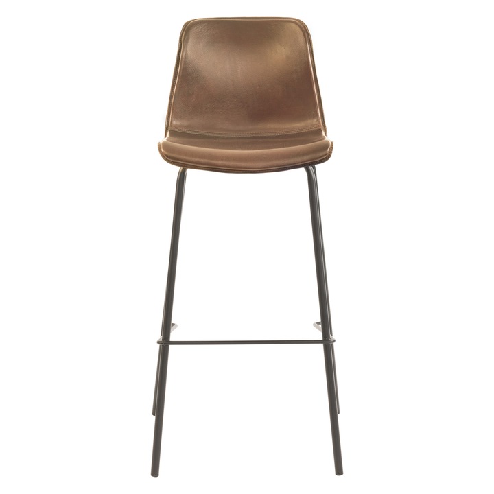 Scaun de bar Curtis, din piele naturala cu picior metalic – Design modern, confort garantat