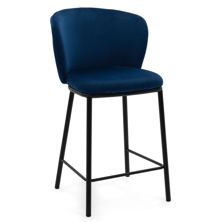 Стол BARI, New Home, тъмносин, 94x55x57см, кадифена тапицерия, метална рамка, максимално натоварване 130кг