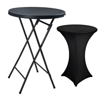 Set RAKI masa inalta cocktail,catering culoare cafea D80xH110cm cu husa elastica neagra Set RAKI masa inalta cocktail,catering culoare cafea D80xH110cm cu husa elastica neagra
