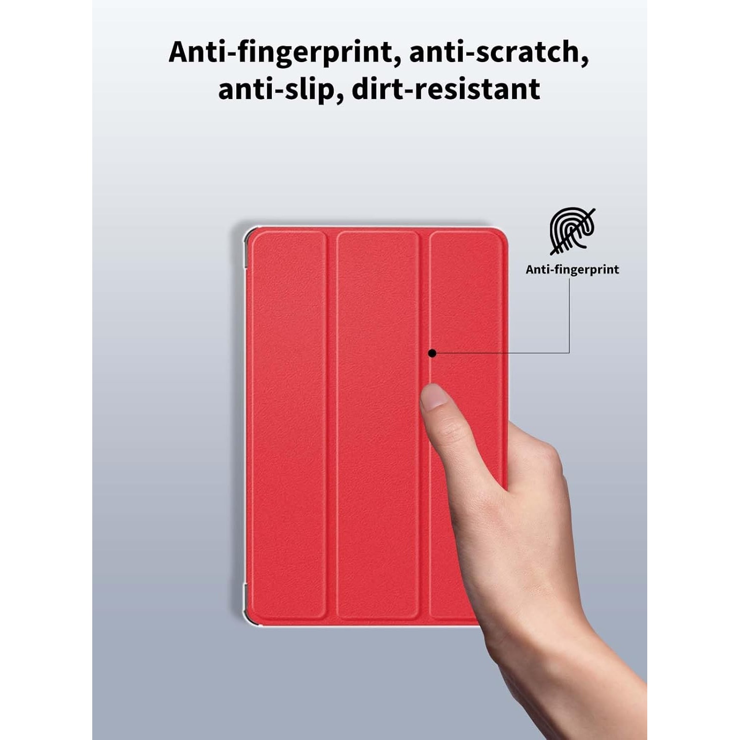 Husa Sigloo Slim Tri-Fold Magnetic pentru tableta Xiaomi Redmi Pad 2, Piele Ecologica, Antisoc, Rosu, 11 inch