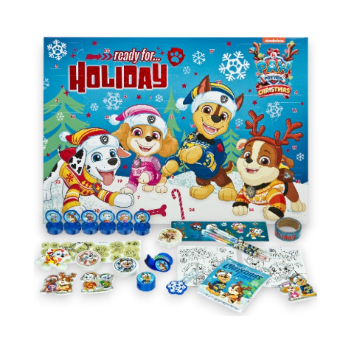 Kalendarz Adwentowy PSI PATROL, 24 surprize, 42x30x3cm, pentru copii 3-8 ani