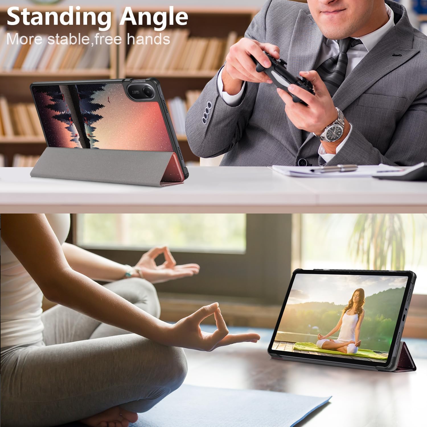 Husa Sigloo pentru tableta Xiaomi Redmi Pad 2 – Slim, Tri-Fold Magnetic, Piele Ecologica, Antisoc, Stand Reglabil, – model Nightfall