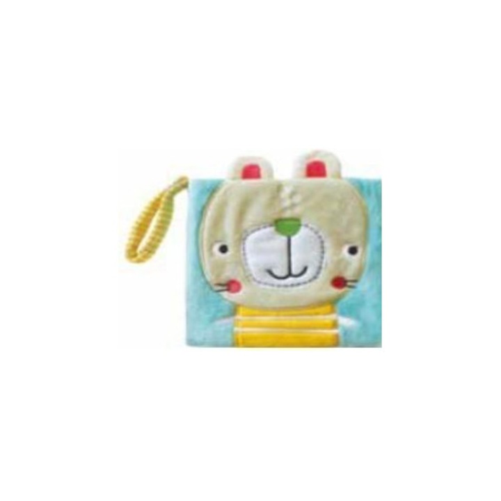 Carte interactiva pentru bebelusi Yoyo Books, cu urechi de iepure, material moale, dimensiuni 20x20cm