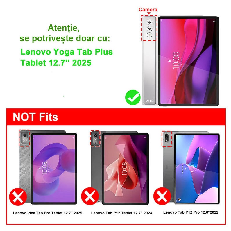 Husa tableta DDOLI Lenovo Yoga Tab Plus 12.7 inch, suport, inchidere magnetica, rosu