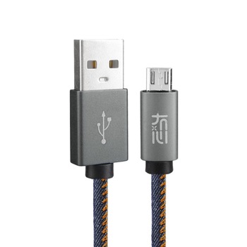Cablu 2 in 1 Mao-Xin, Micro-USB, Cowboy jeans style, Material Denim Jeans Cablu 2 in 1 Mao-Xin, Micro-USB, Cowboy jeans style, Material Denim Jeans