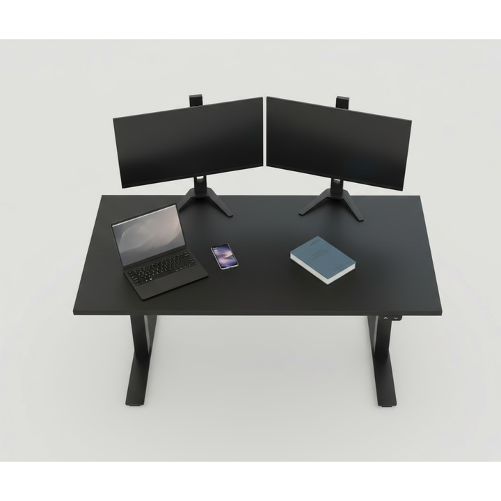 Birou reglabil electric Movelance 140x60cm, capacitate 70 kg, negru