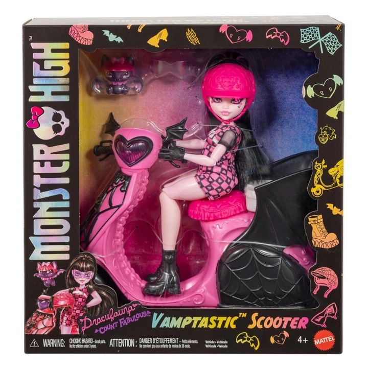 Комплект кукли Monster High, Draculaura, скутер